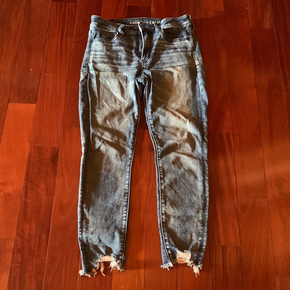 American Eagle Outfitters Distressed Blue Ankle Jeans